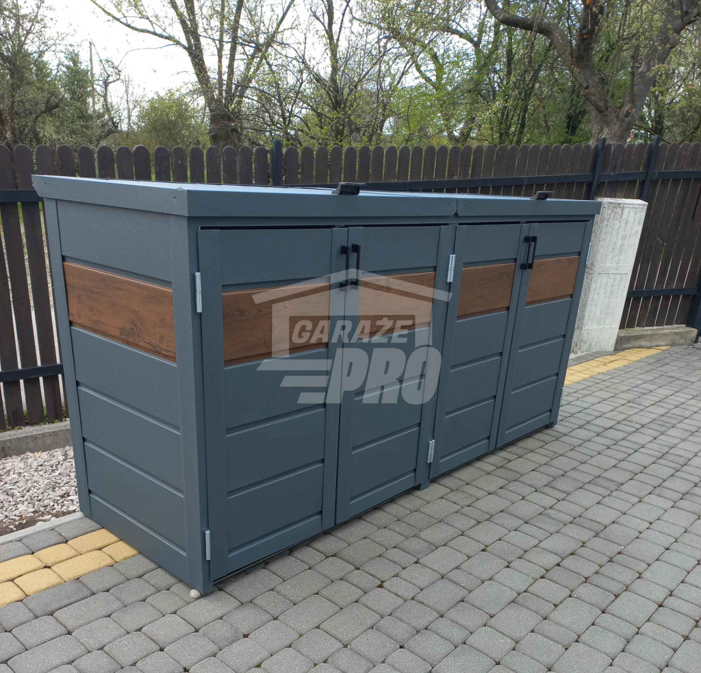 Zabudowa koszy obudowa kubłów 275x80x120cm 4x240L+ ciemny orzech GP337 Gdynia - zdjęcie 9