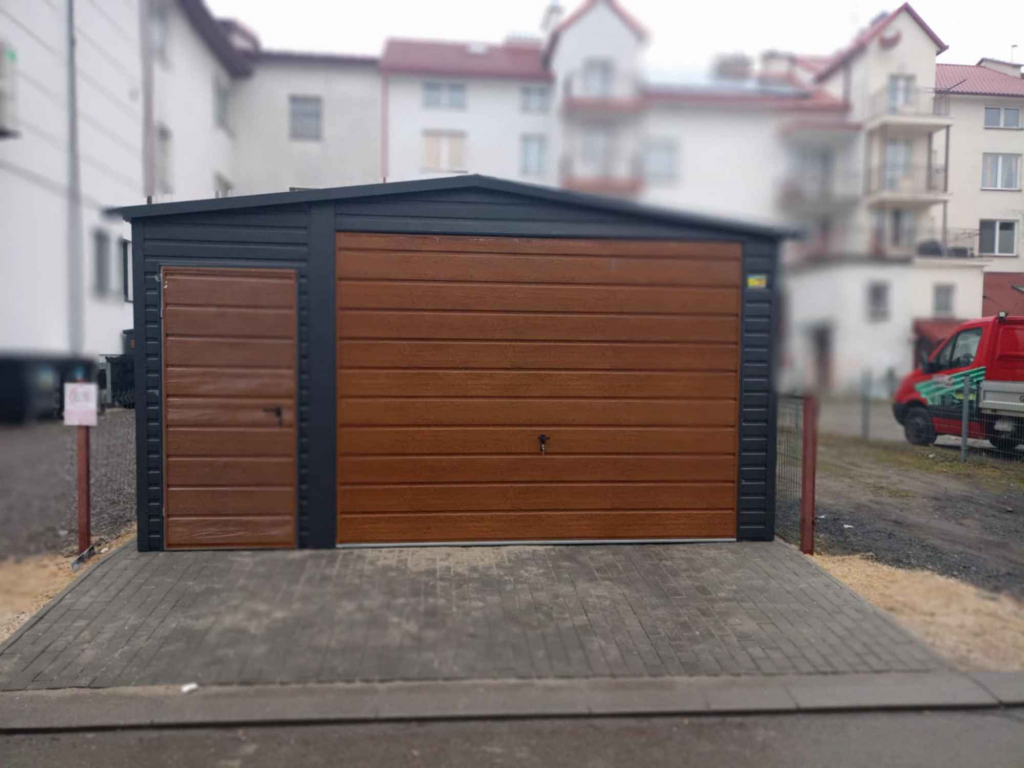 Garaż Blaszany dwuspadowy 4x6m w kolorze Ciemny Grafit MAT Toruń - zdjęcie 3