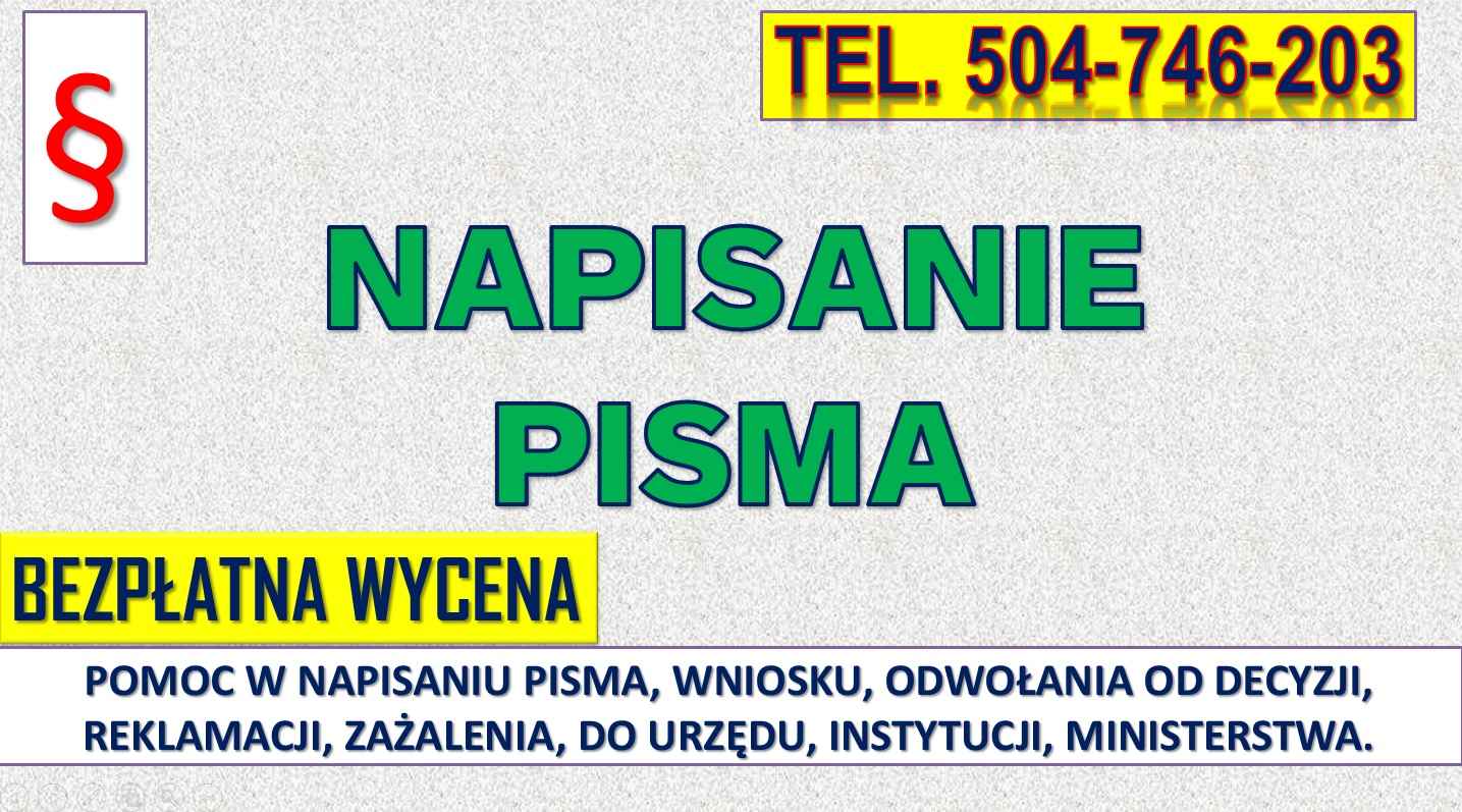 Pisanie pisma urzędowe, cennik t 504-746-203, pismo do sądu, odpowiedź Psie Pole - zdjęcie 1