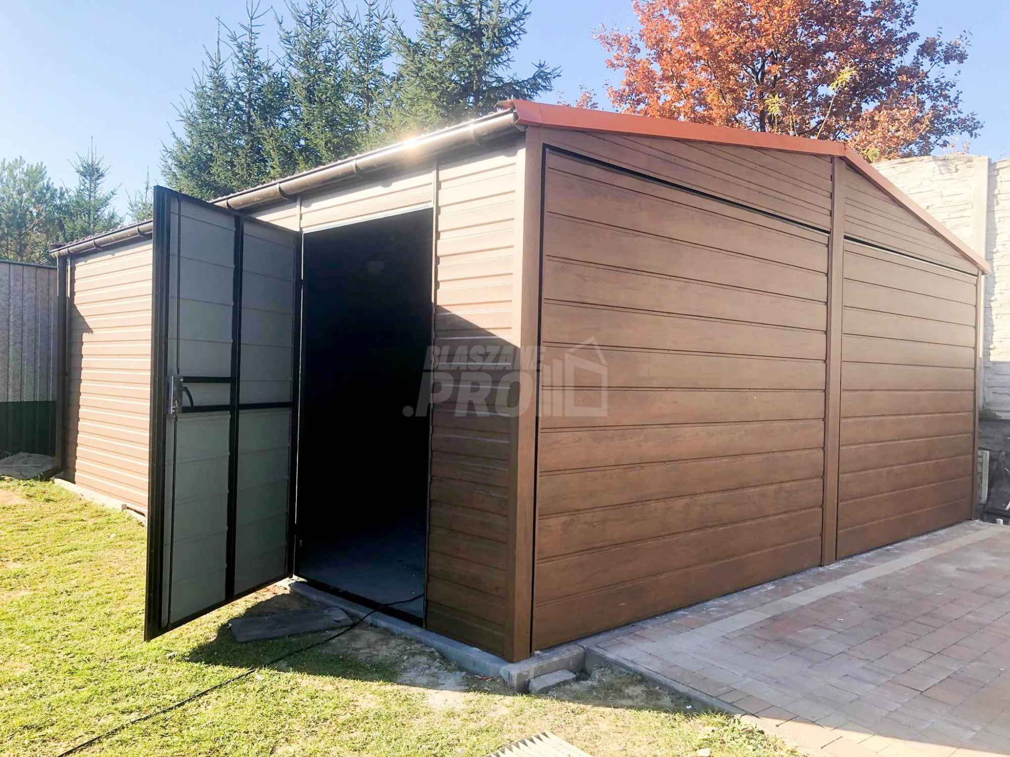 Garaż blaszany 6x6 2x Brama drzwi drewnopodobny Dach dwuspadowy GP111 Miastko - zdjęcie 3