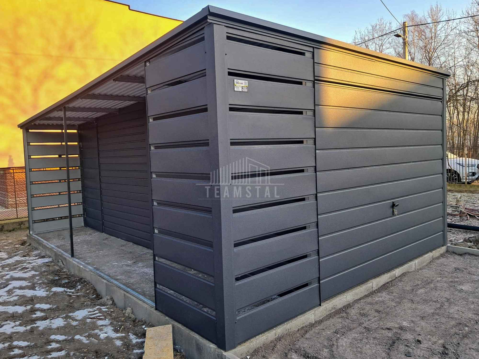 Garaż blaszany 3x6m + wiata 1m Brama uchylna drzwi dach spad TS1048 Kostrzyn nad Odrą - zdjęcie 3