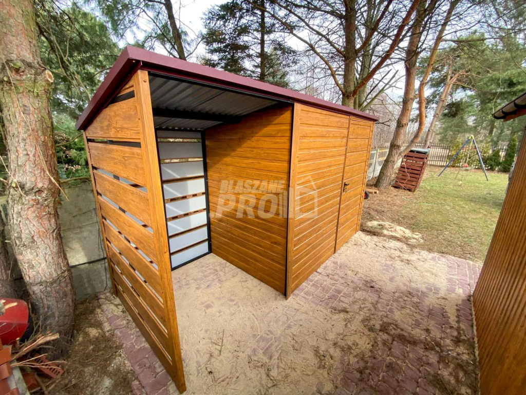 Schowek - Domek Ogrodowy 2,5x2m + wiata  Antracyt spad w tył GP546 Zakopane - zdjęcie 3