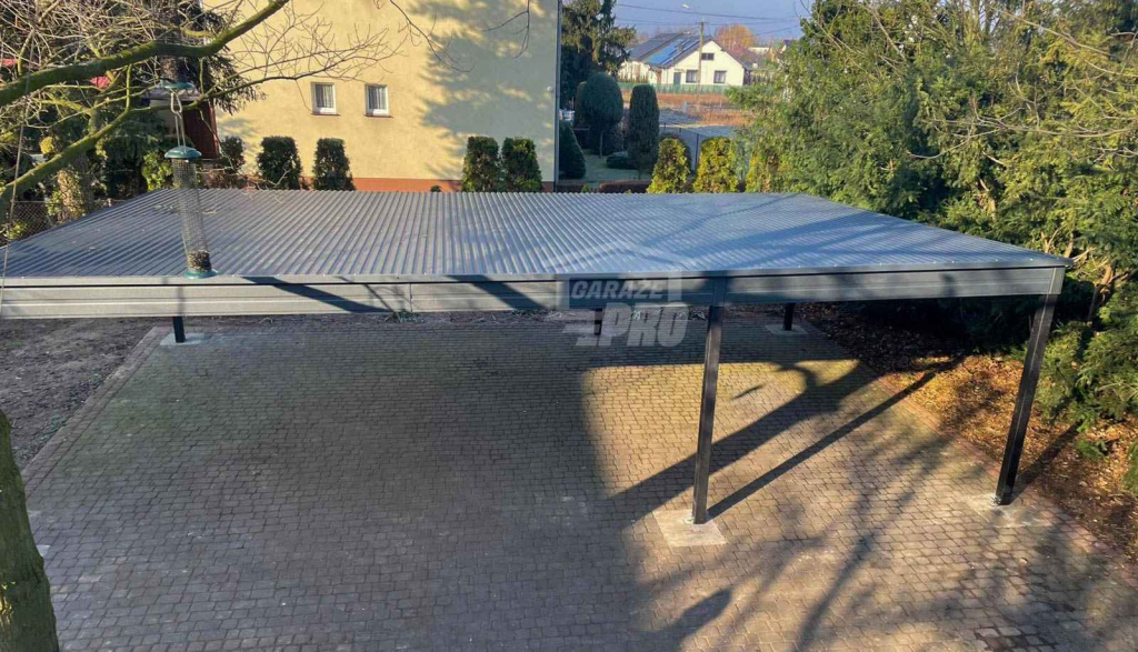 Wiata samochodowa - Carport 9x5,5m - Antracyt - dach spad w tył GP589 Nowy Sącz - zdjęcie 3