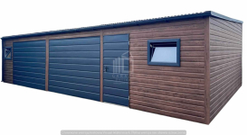 Garaż blaszany 10x3m - 2x brama drzwi 2x okno rynna dach ID1068