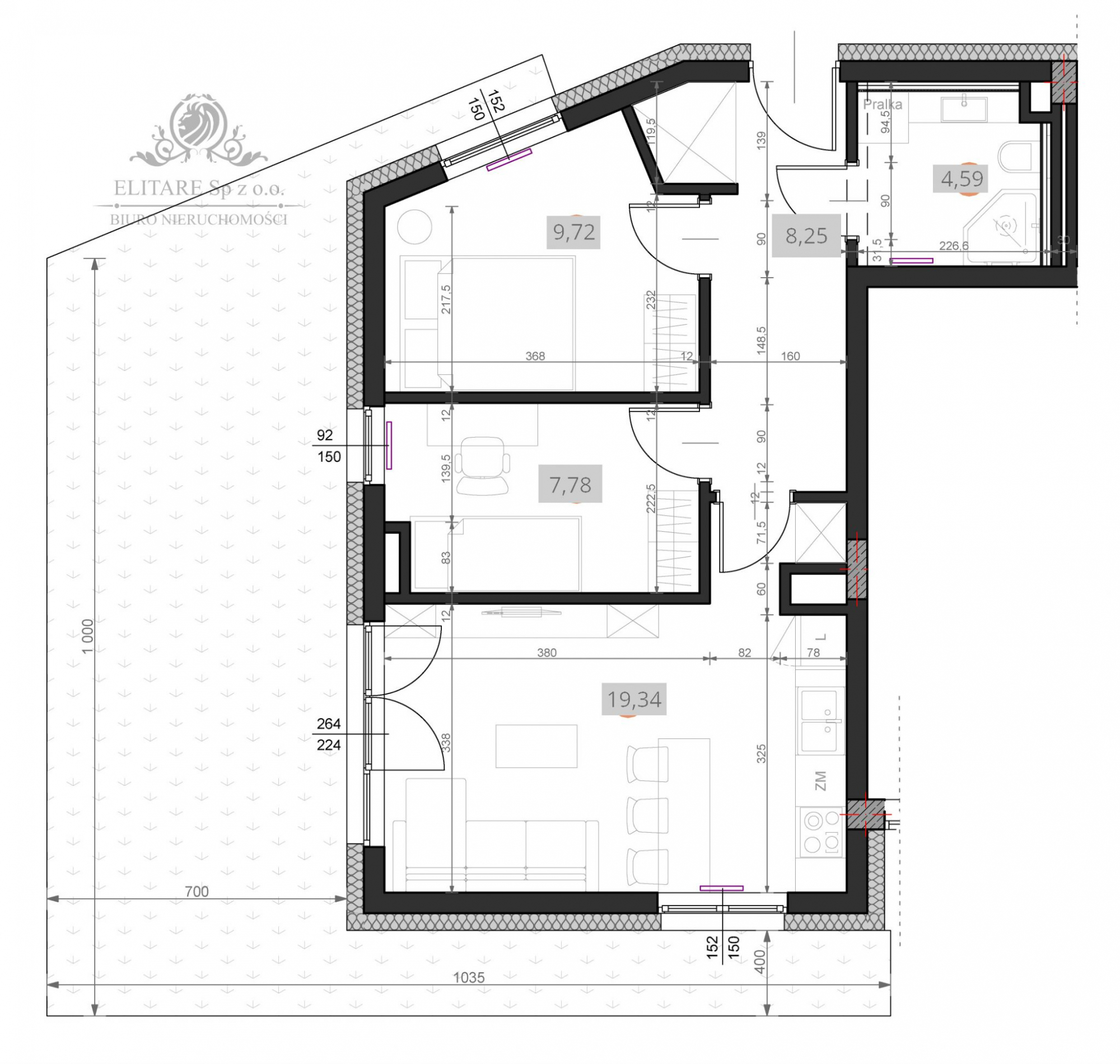 Krzyki/Klecina - Piękne mieszkanie 49,68m2 3pok. z ogordem o pow.100m2 Wrocław - zdjęcie 4