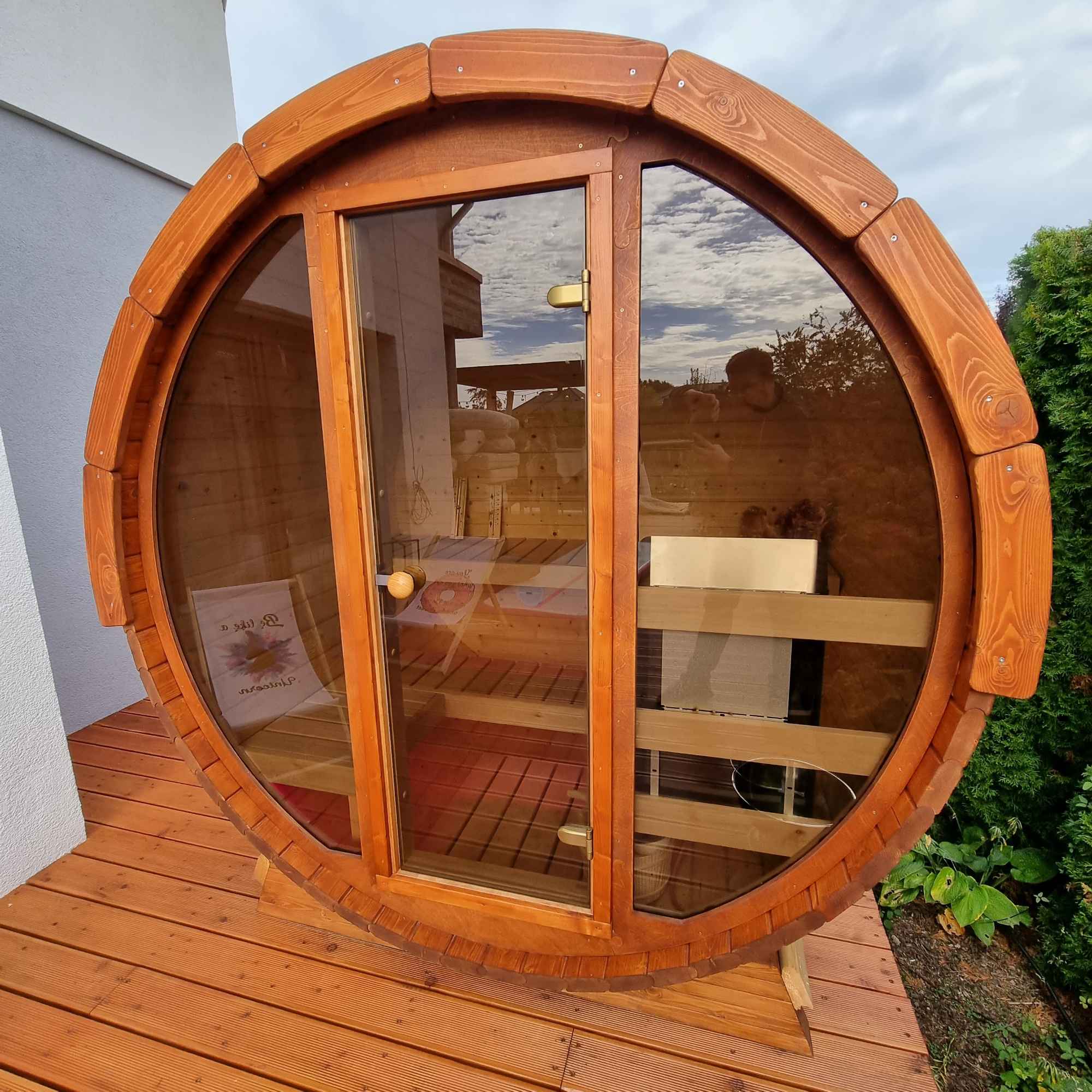 Sauna ogrodowa tarasowa 160 cm + szklany front NIEBO z termodrewna Słubice - zdjęcie 3