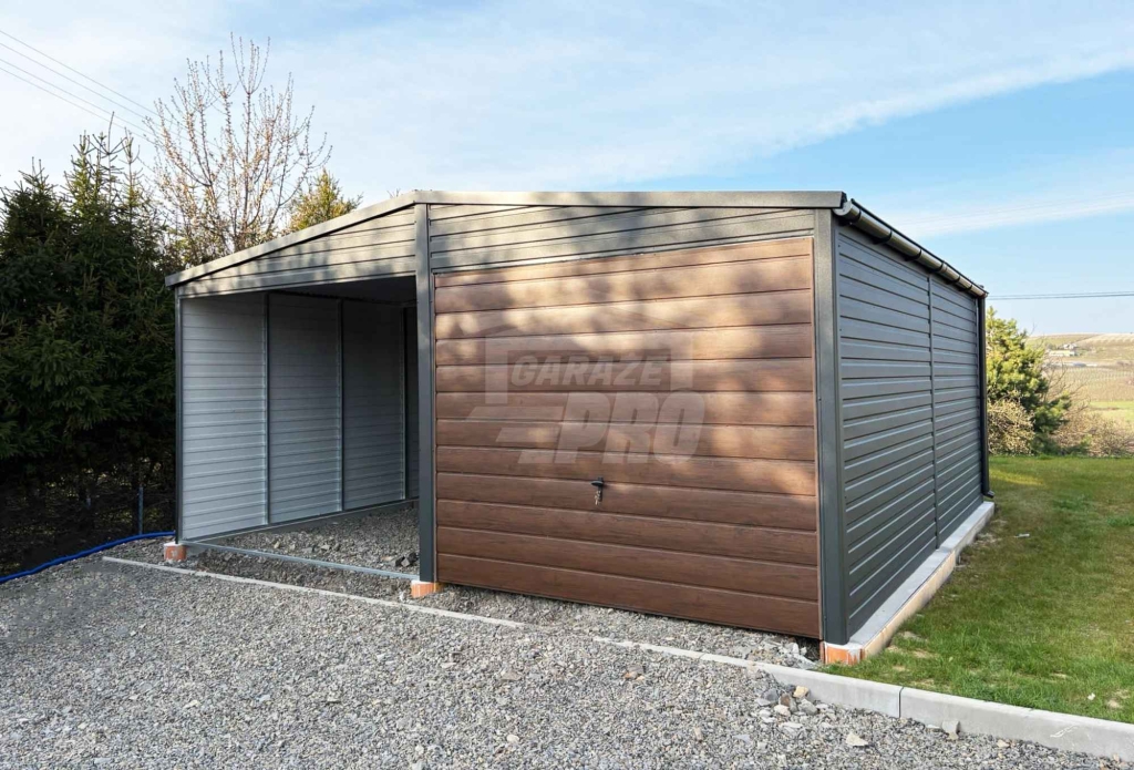 Garaż blaszany 6x6 m - 2x brama ściana działowa dach rynny GP744 Nysa - zdjęcie 3