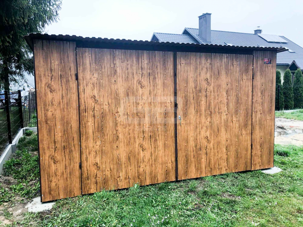 Garaż blaszany 4x6 Brama dwuskrzydłowa Drewnopodobny Dach GB168 Zamość - zdjęcie 3