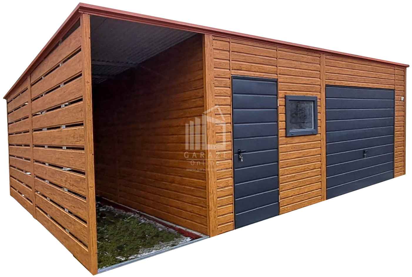 Garaż blaszany 6x6m + Wiata 1,5m - Brama uchylna drzwi okno ID968 Lubin - zdjęcie 1