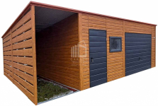 Garaż blaszany 6x6m + Wiata 1,5m - Brama uchylna drzwi okno ID968
