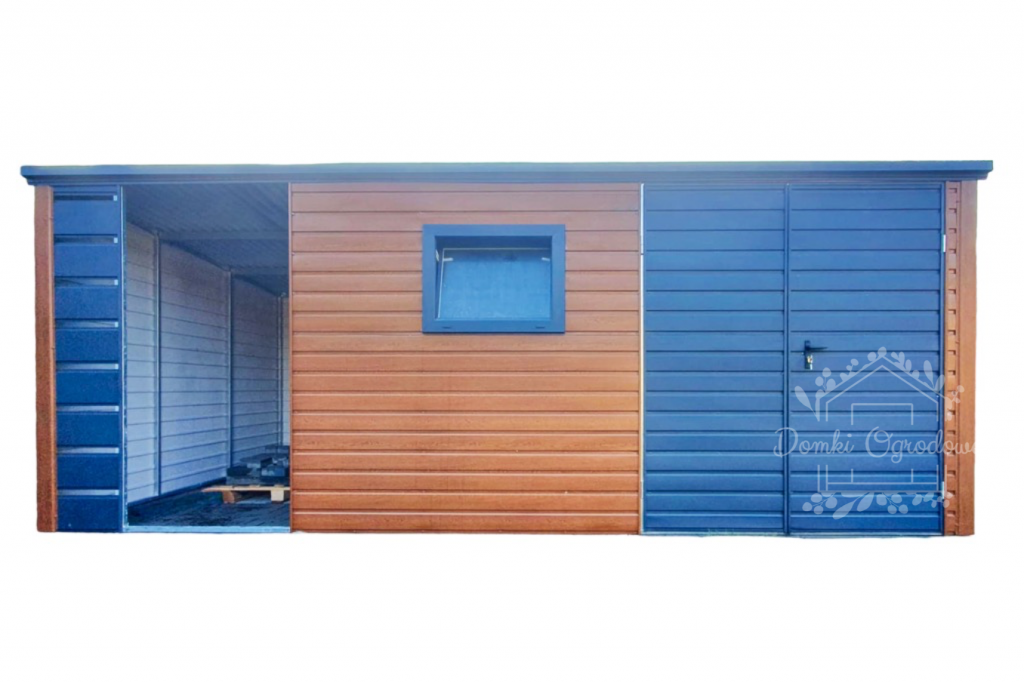 Schowek - Domek Ogrodowy 4x2,5m + Wiata 1,5m Złoty dąb Antracyt  ID556 Kalisz - zdjęcie 1