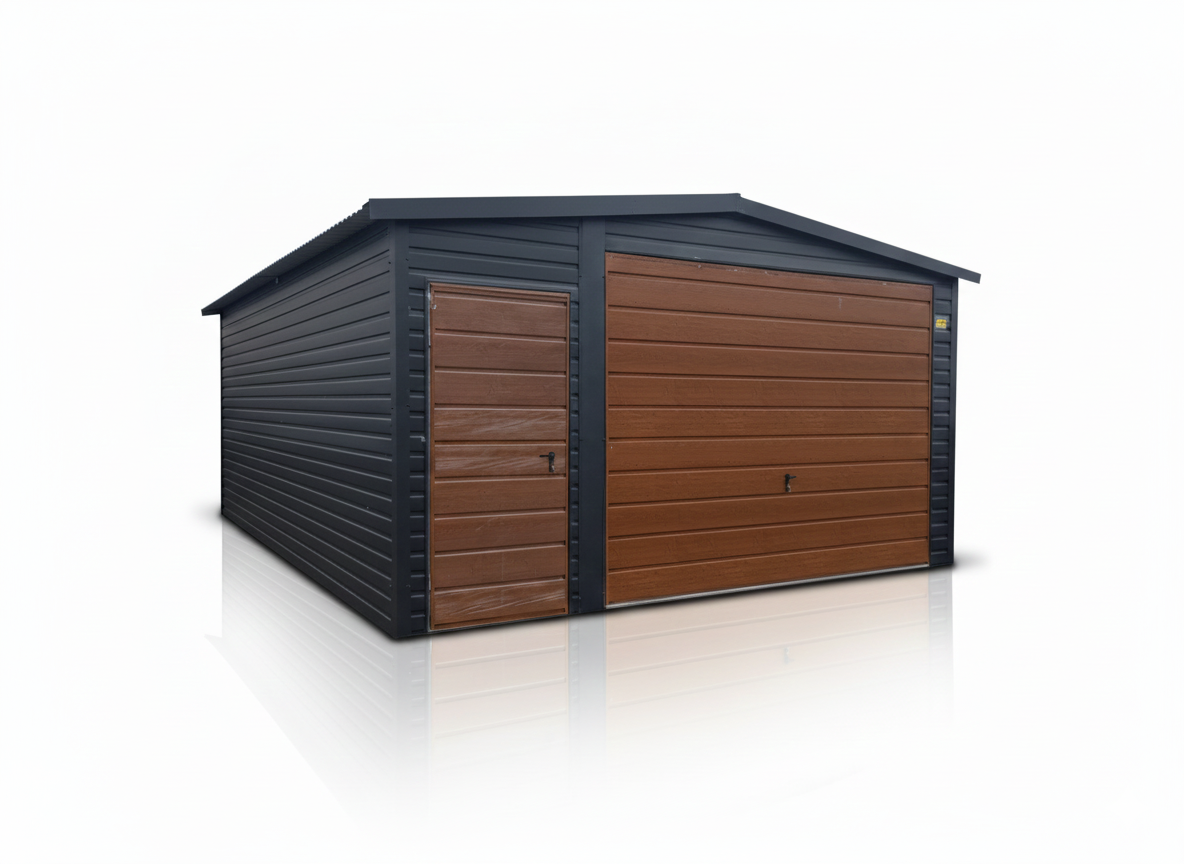 Garaż Blaszany dwuspadowy 4x6m w kolorze Ciemny Grafit MAT Toruń - zdjęcie 1