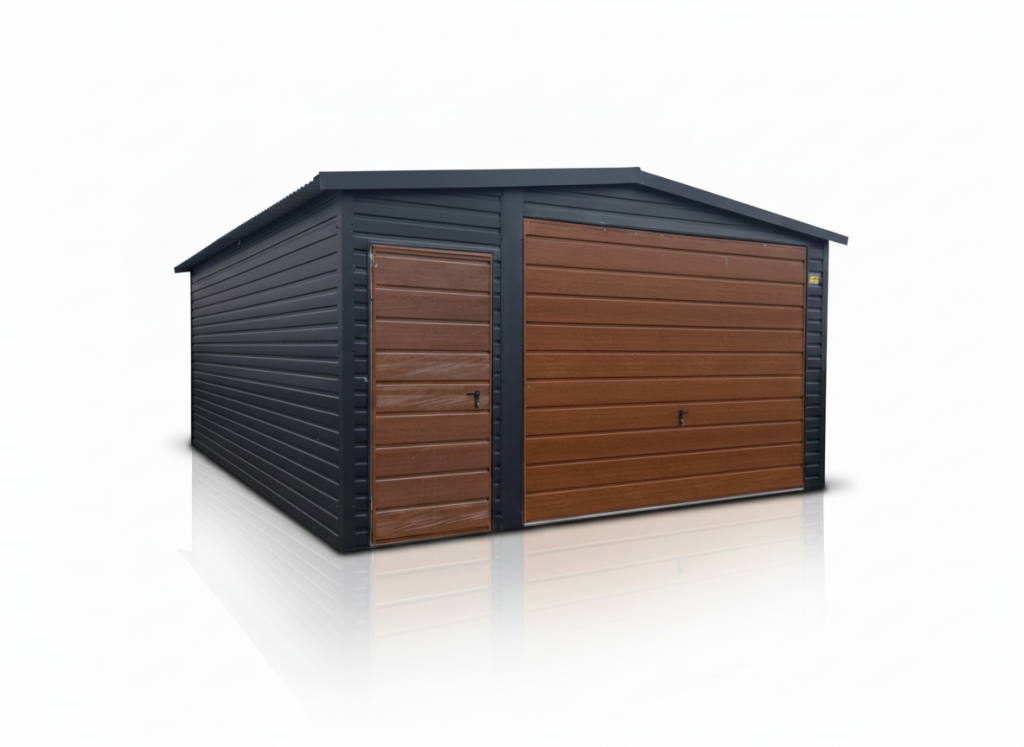 Garaż Blaszany dwuspadowy 4x6m w kolorze Ciemny Grafit MAT Toruń - zdjęcie 1