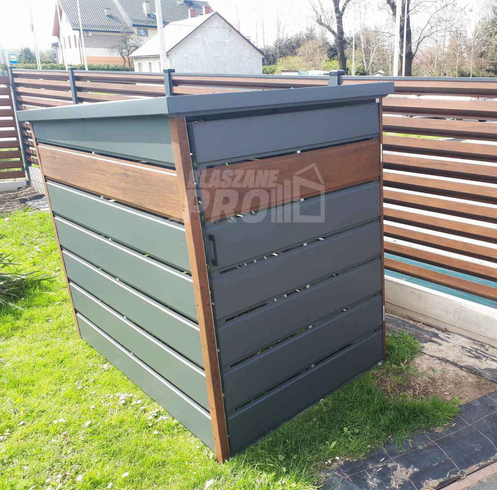 Wiata śmietnikowa spad tył1,3x2m zielona drewno Schowek ogrodowy GP291 Bełchatów - zdjęcie 3