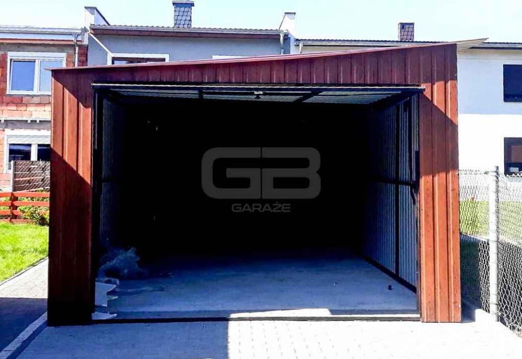Garaż blaszany 3,5x5 Brama uchylna - kolor drewnopodobny  GB131 Chodzież - zdjęcie 3