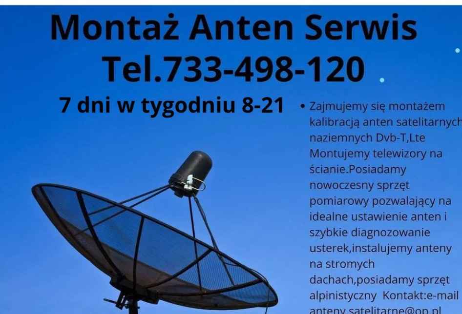 Montaż ustawienie serwis anten satelitarnych DVBt Montaż telewizora Sosnowiec - zdjęcie 1