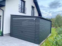 Garaż blaszany 4x5m - brama uchylna - antracyt - dach rynny ST243 Mysłowice - zdjęcie 2