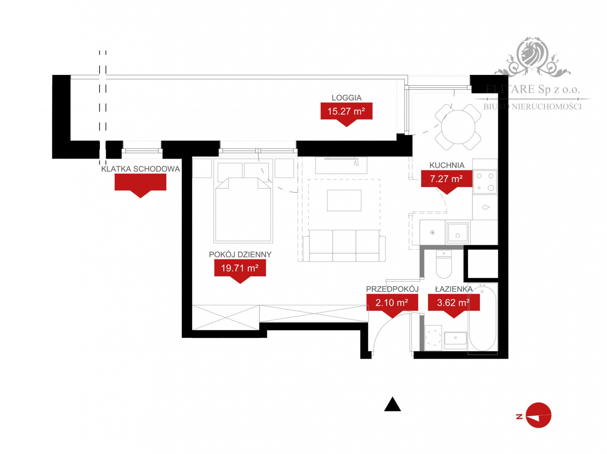 Mieszkanie 1pok. o pow 32,70m2 z loggią 15,27m2/ Reymonta Wrocław Wrocław - zdjęcie 3