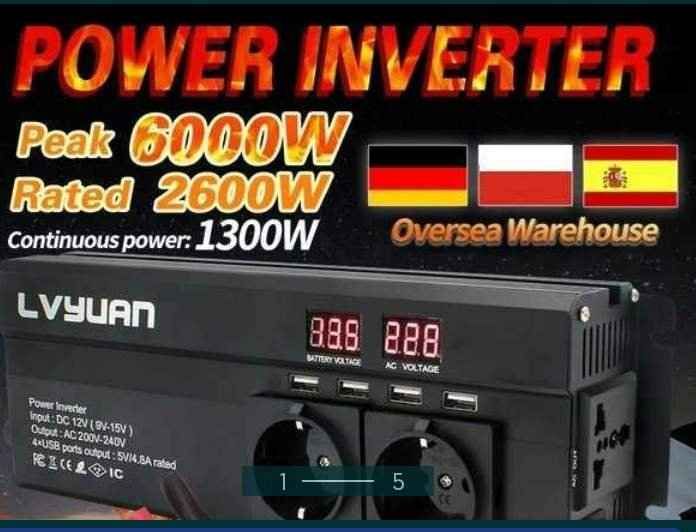 Przetwornica inwerter 12v 3xAC 4x USB Kurier pobranie cała Polska Szczekociny - zdjęcie 1