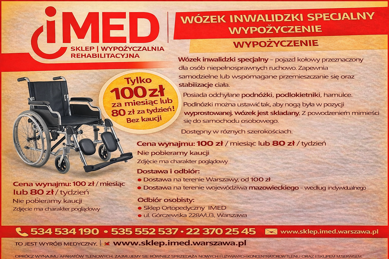 Wozek inwalidzki specjalny wynajem Warszawa Bemowo - zdjęcie 1