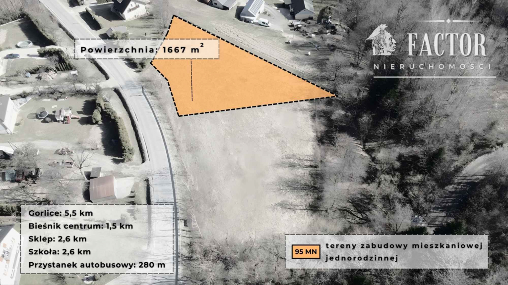 Działka budowlana 16,67 ara w Bieśniku 1186S/2026 Bieśnik - zdjęcie 1