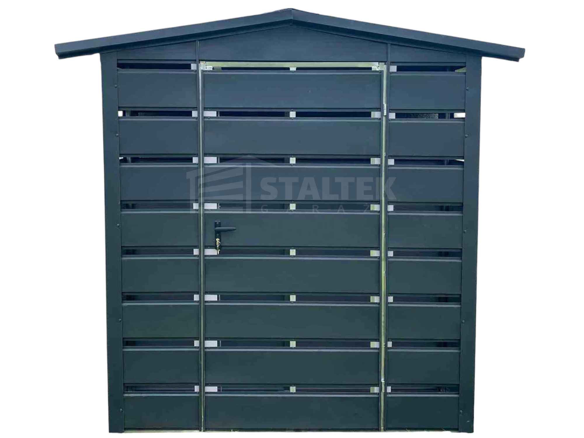 Wiata śmietnikowa 1,5x0,5m antracyt - dach dwuspadowy ST167 Zamość - zdjęcie 1