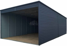 Garaż blaszany - Carport  6x8m - antracyt - dach spad w tył TS1059