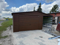 Garaż blaszany Ciemny Orzech 6×5 Dwuspadowy + Wiata Panelowa PREMIUM Radom - zdjęcie 2