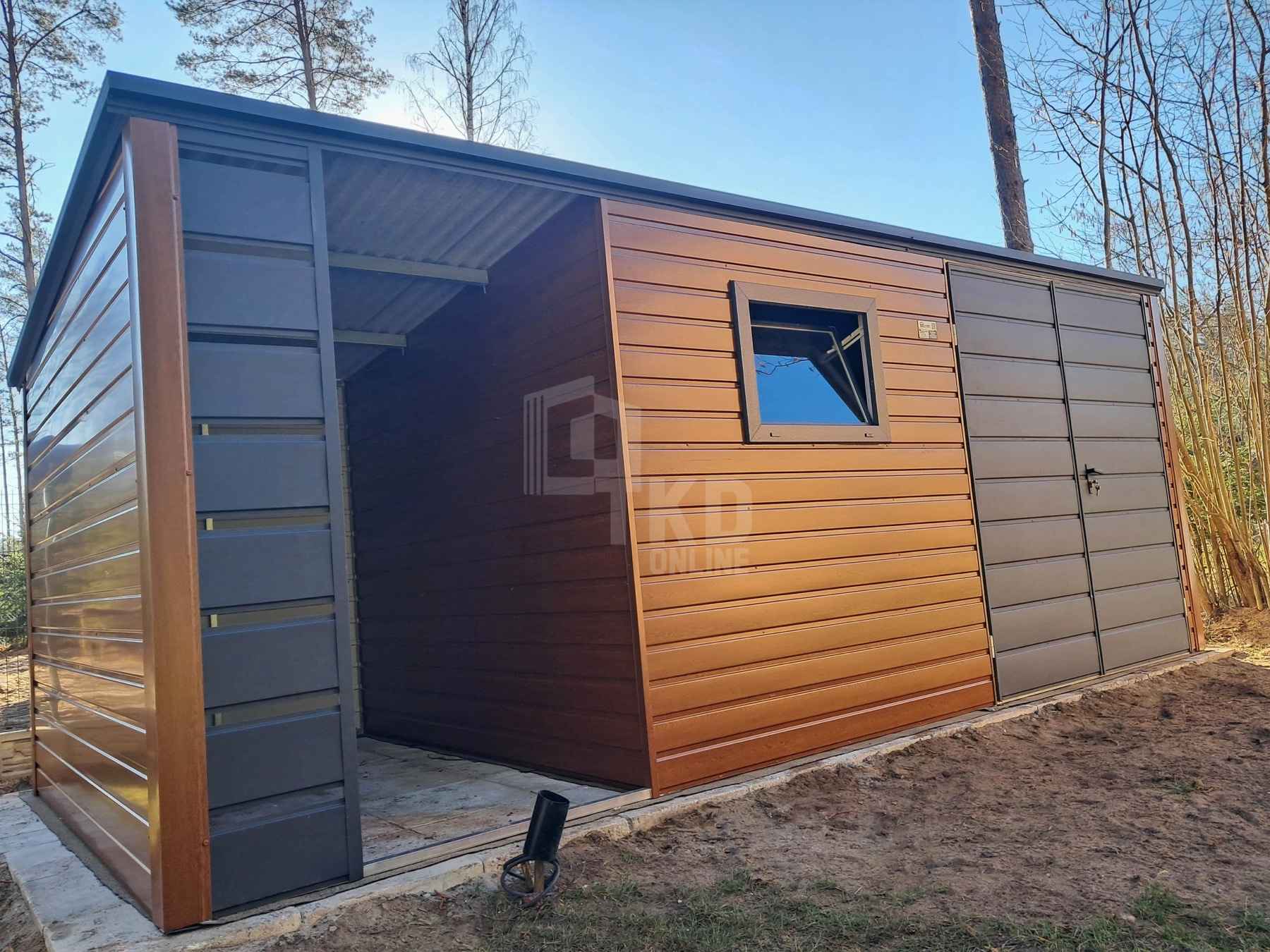 Schowek domek ogrodowy 4,5x2m + wiata 2m brama okno dach TKD371 Kłodzko - zdjęcie 3