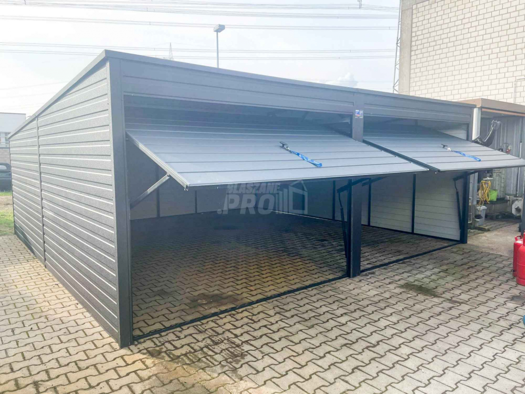 Garaż blaszany 6x6 2x Brama uchylna Antracyt Dach spad w tył  GP279 Lidzbark Warmiński - zdjęcie 4