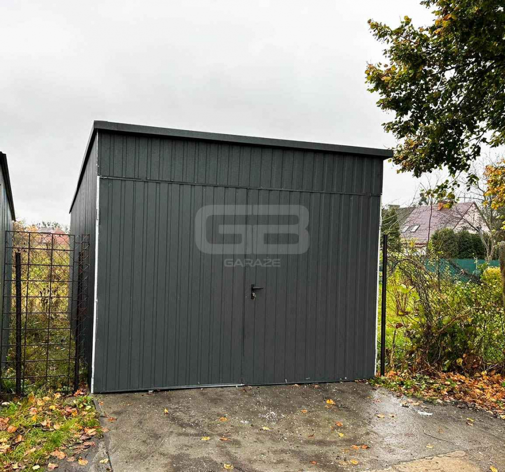 Garaż Blaszany 3x6 - Brama Dwuskrzydłowa - Antracyt - dach GB150 Bydgoszcz - zdjęcie 4