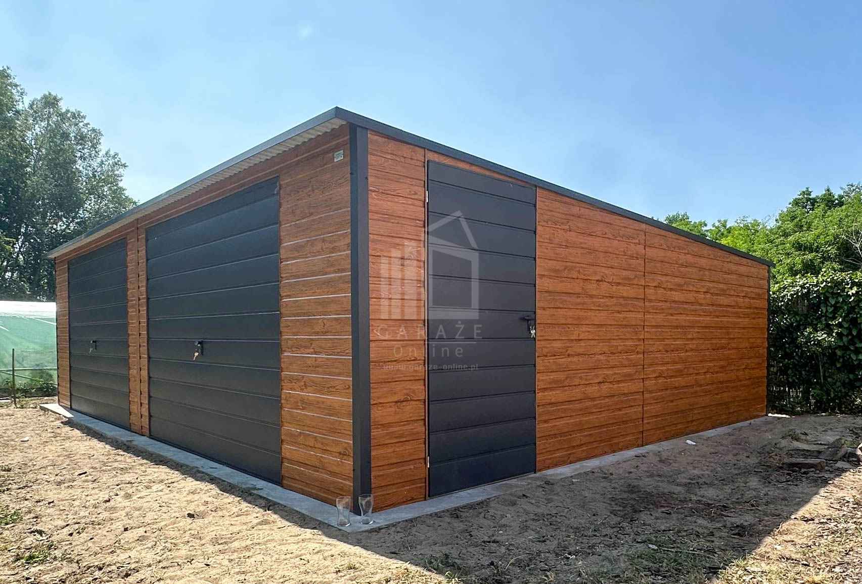 Garaż blaszany 8,5x6m - 2x brama uchylna - drzwi okno dach ID1039 Nowy Tomyśl - zdjęcie 3