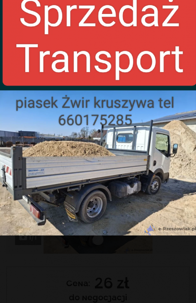 Piasek płuczka kopany Rzeszów TEL 660175285 Rzeszów - zdjęcie 1