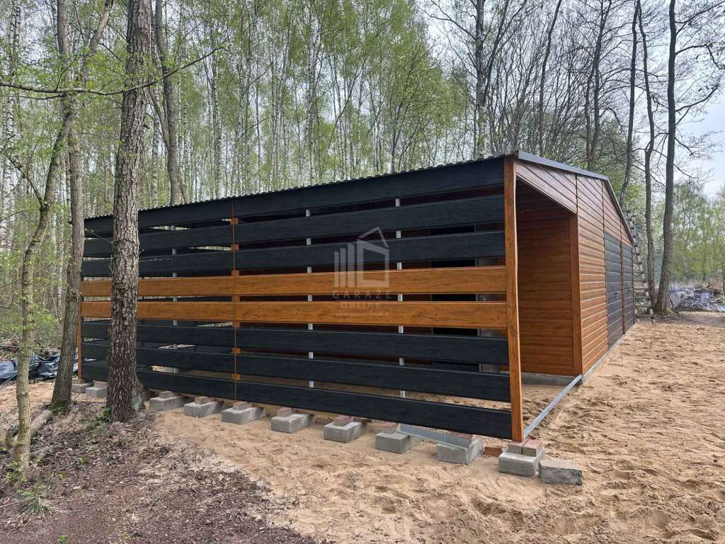 Garaż blaszany 10,5x6m - wiata 4,5m 2x brama uchylna drzwi dach ID1041 Konin Żagański - zdjęcie 5