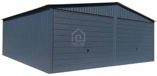 Garaż blaszany 6x5,8 2x Brama uchylna Antracyt Dach dwuspadowy  PLG115