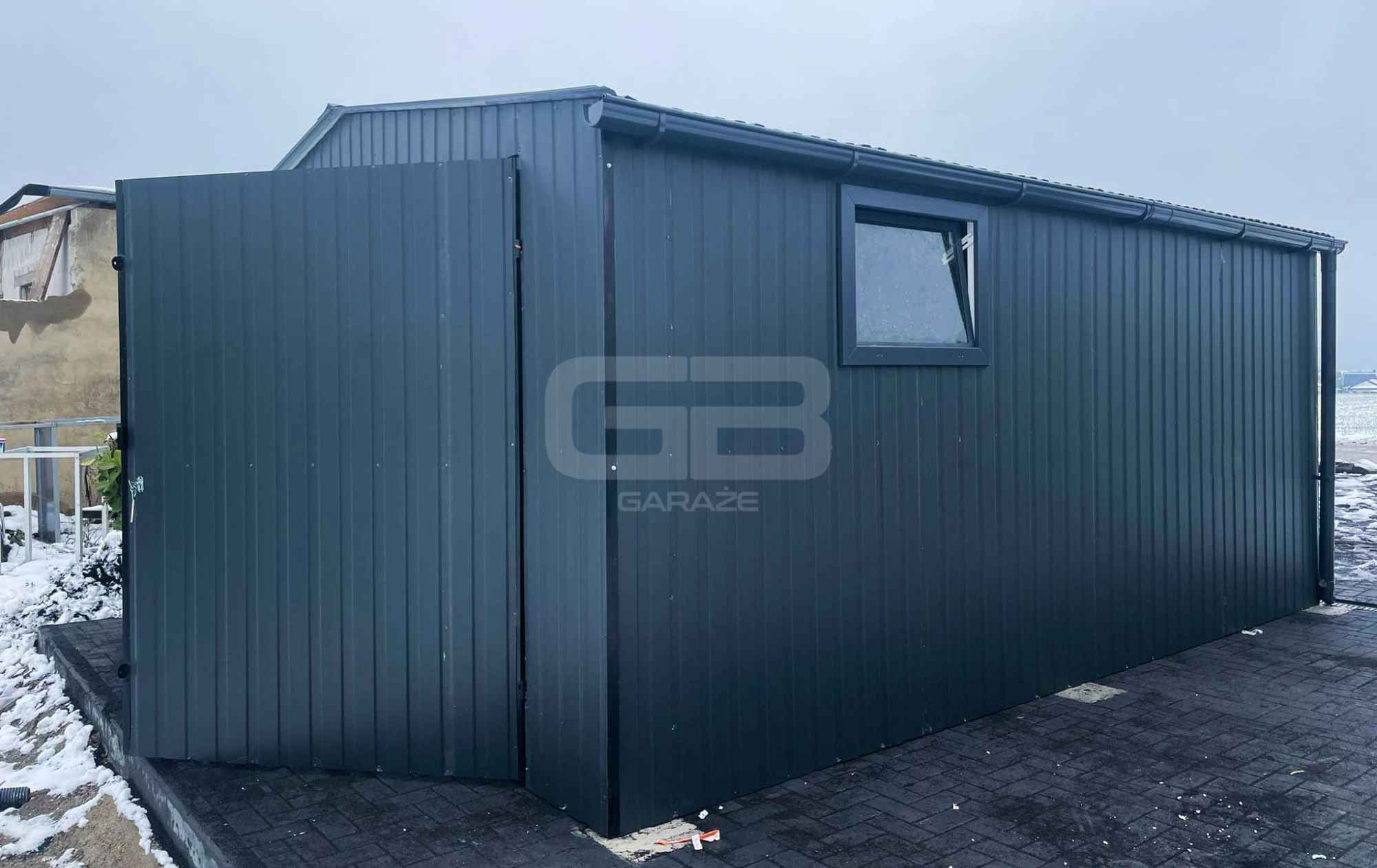 Garaż blaszany 4x5 Brama + okno Antracyt  Dach dwuspadowy GB161 Nowogard - zdjęcie 6