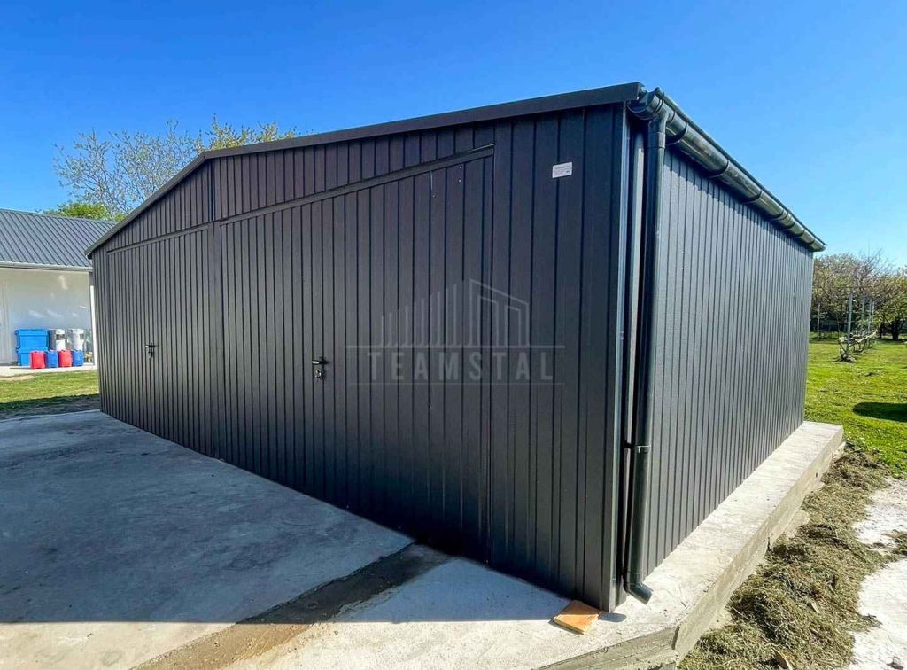 Garaż blaszany 8x6m - 2x brama uchylna dach drzwi rynny TS1324 Tczew - zdjęcie 6