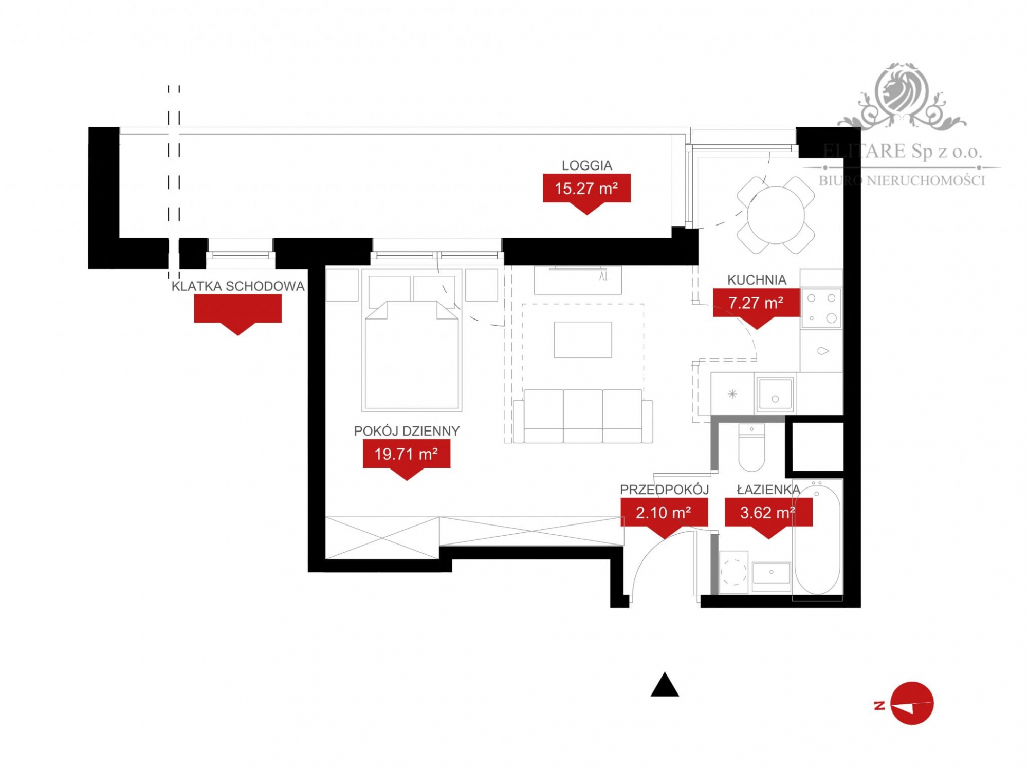 Mieszkanie 1pok. o pow 32,70m2 z loggią 15,27m2/ Reymonta Wrocław Wrocław - zdjęcie 2