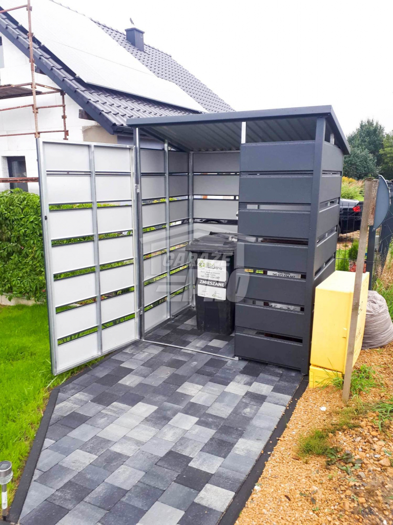Wiata śmietnikowa spad tył 1,8x1m antracyt Schowek ogrodowy GP155 Stare Miasto - zdjęcie 2