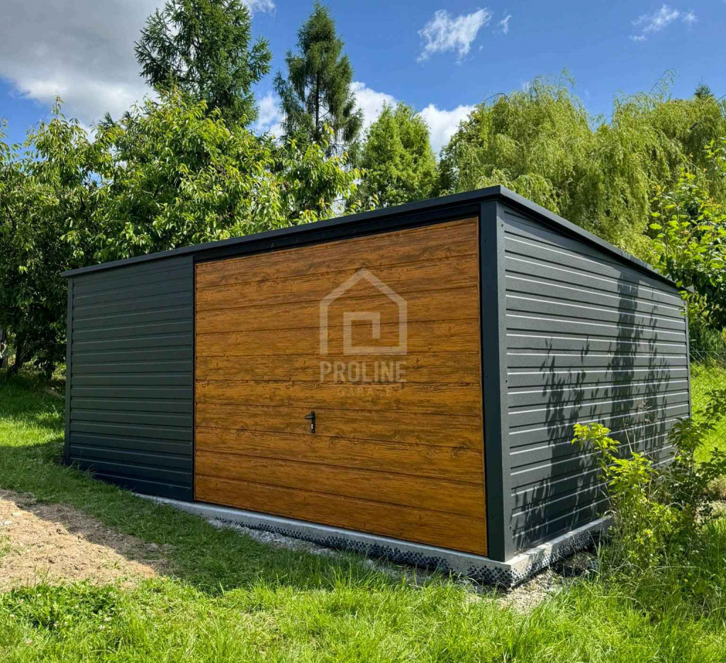 Garaż Blaszany 5x4 Brama uchylna  drewnopodobny dach Spad w tył PLG176 Zamość - zdjęcie 3