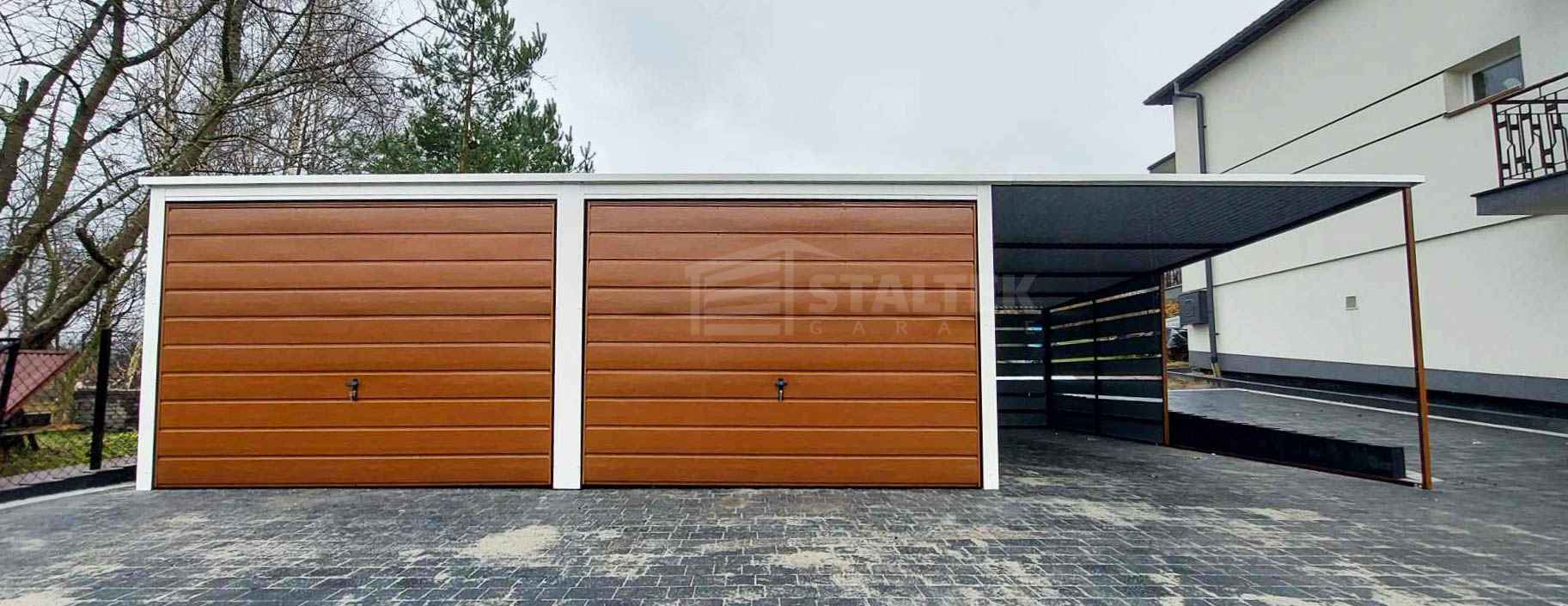 Garaż blaszany 6x6 + wiata 3,5 2x Brama uchylna drewnopodobny ST113 Wągrowiec - zdjęcie 3