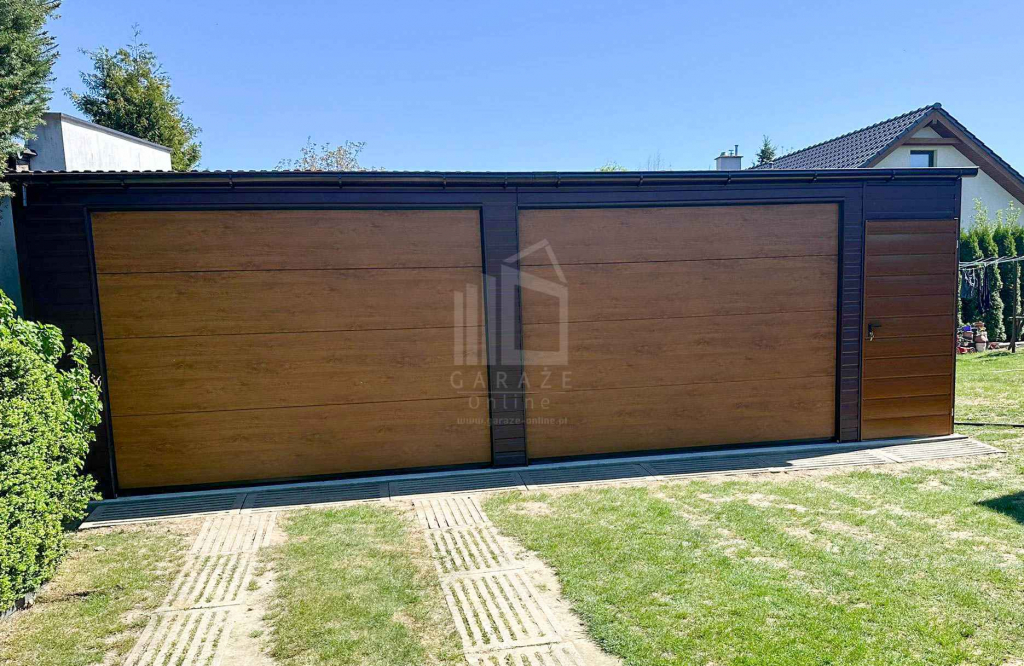 Garaż blaszany 8x6m - 2x brama segmentowa drzwi dach rynna ID1040 Konin - zdjęcie 2