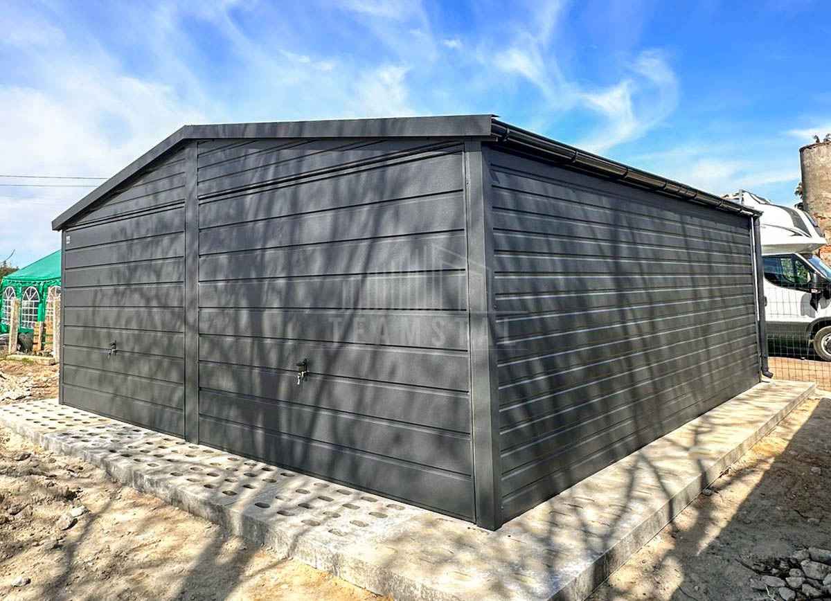 Garaż blaszany 6x5,8 m 2x brama  drzwi okno dach  rynny TS1277 Jarocin - zdjęcie 3