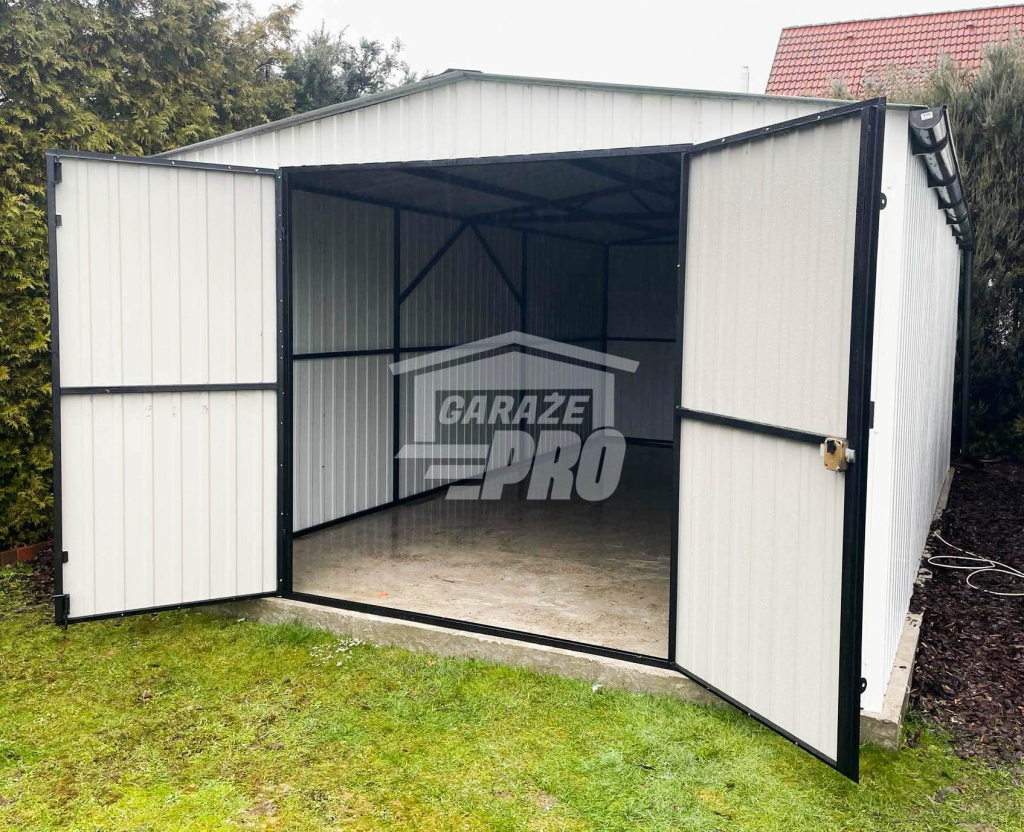 Garaż blaszany 4x6 Brama dwuskrzydłowa Biały  Dach dwuspadowy GP81 Gdańsk - zdjęcie 6
