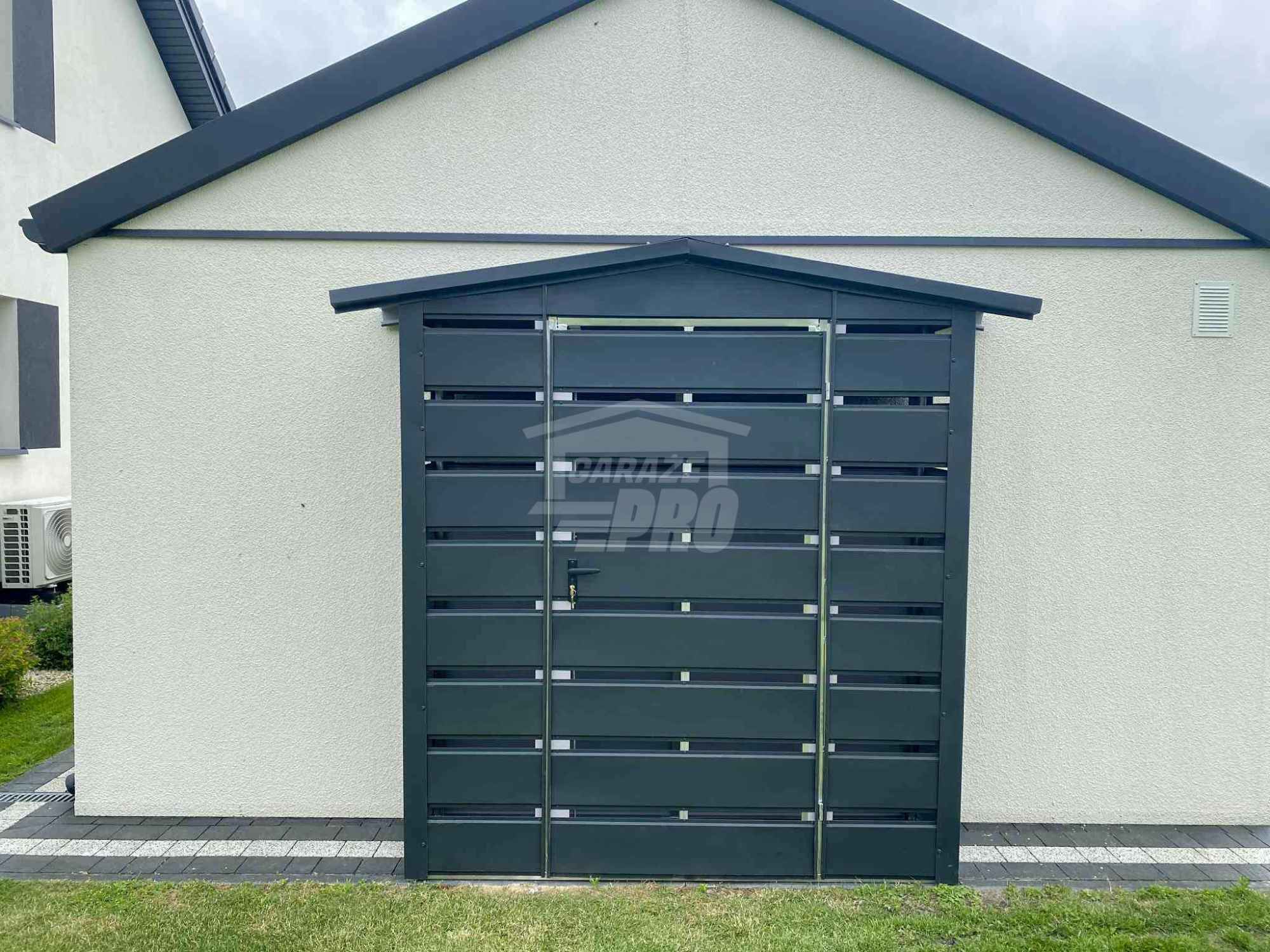 Wiata śmietnikowa 1,5x0,5m antracyt - dach dwuspadowy GP570 Rawa Mazowiecka - zdjęcie 2