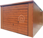 Garaż blaszany 3x5m - 2x Brama - drzwi - złoty dąb - dach w tył PLG120