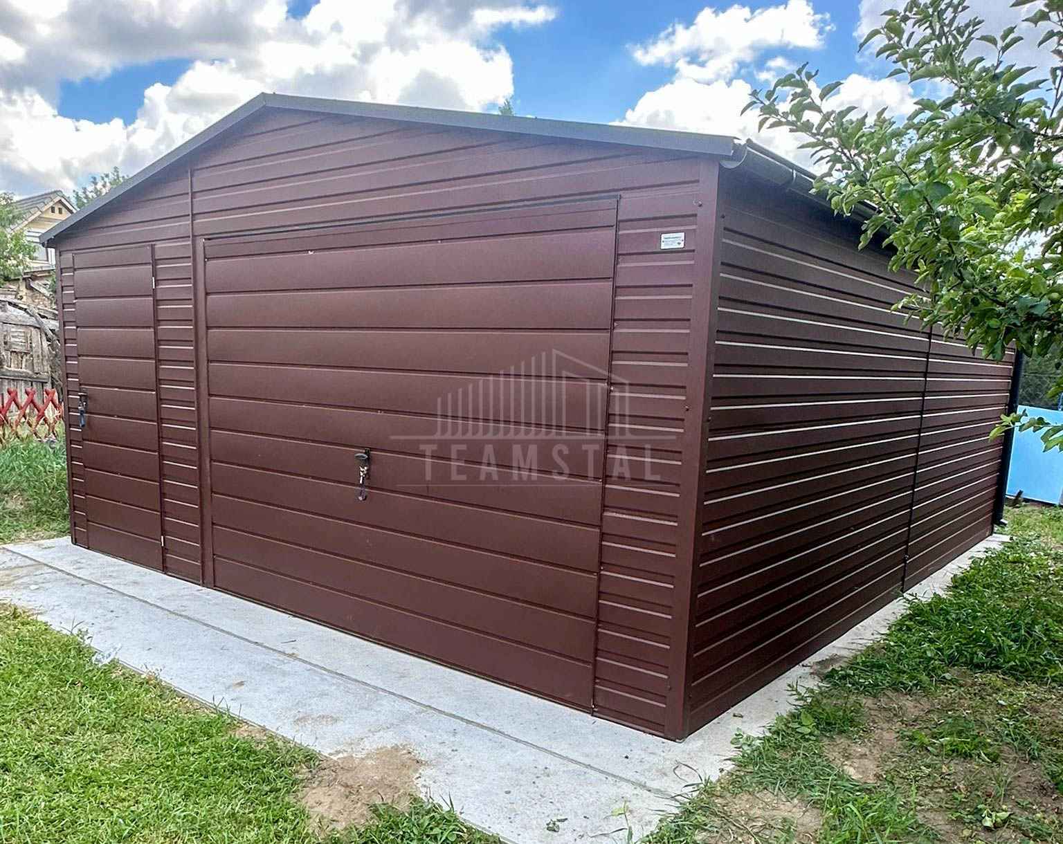 Garaż blaszany 6x6 m - brama uchylna - drzwi okno  dach rynny TS1319 Dobre Miasto - zdjęcie 3