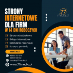Strony internetowe dla firmy w 14 dni dopasowane do klientów