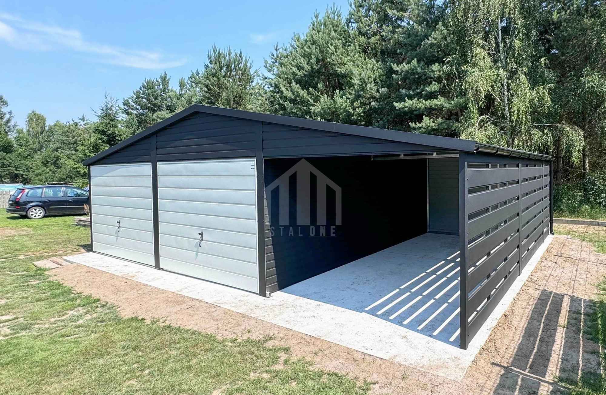 Garaż blaszany 6x6m + wiata 3m - 2x brama drzwi 2x okno rynny SO105 Kielce - zdjęcie 3