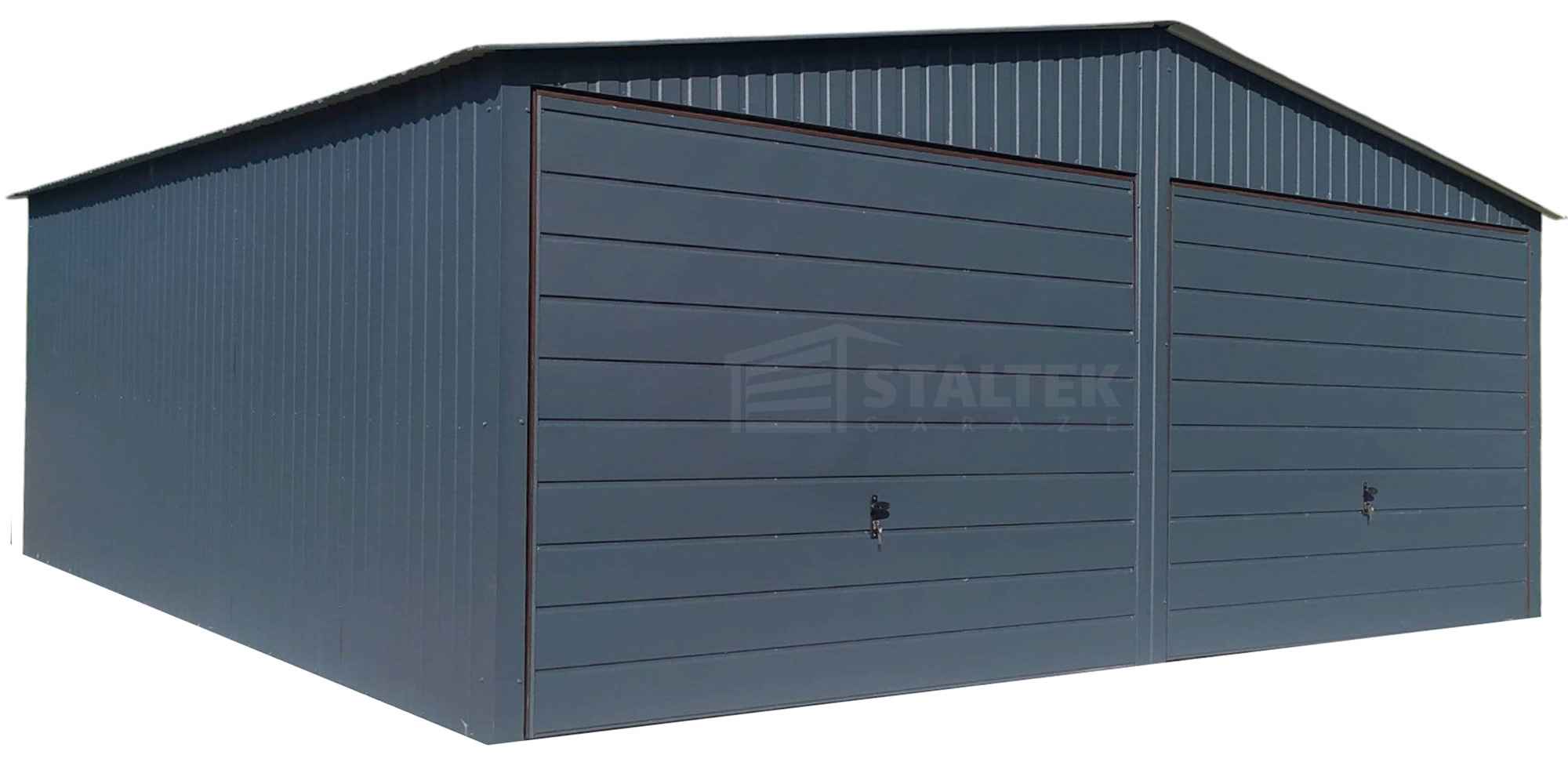 Garaż blaszany 6x5,8 2x Brama uchylna Antracyt Dach dwuspadowy ST116 Czersk - zdjęcie 1